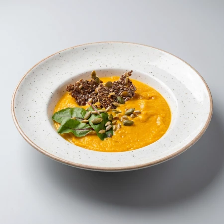 Кукурузный крем-суп со злаковыми чипсами