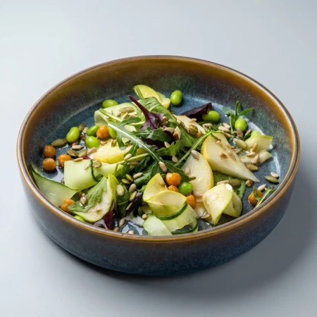 Зеленый салат с мочеными яблоками