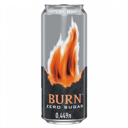 Напиток энергетический BURN Персик-Манго "Zero sugar" 449 мл
