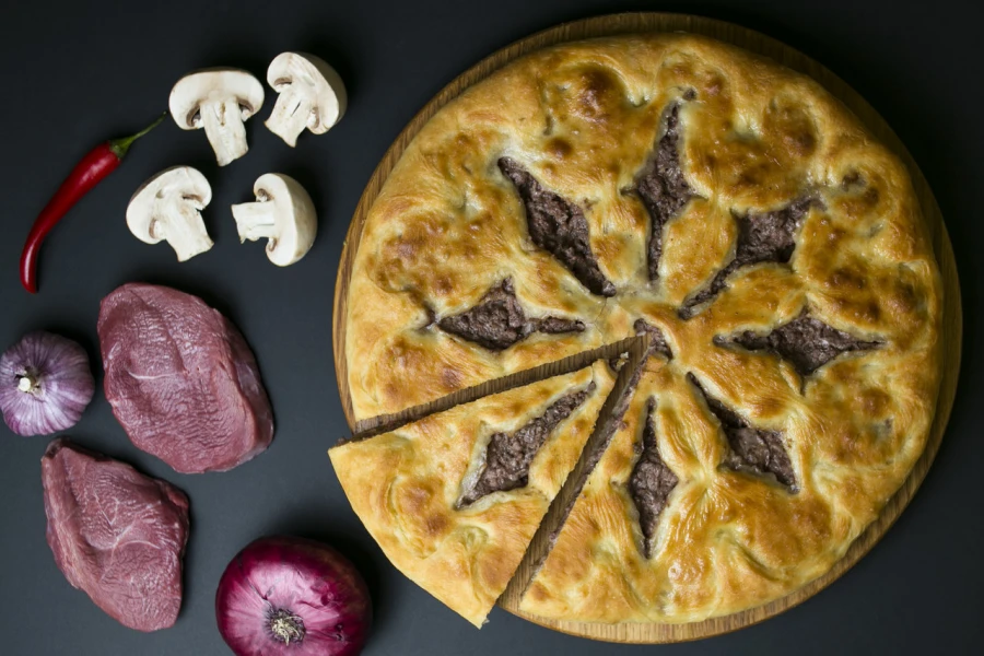 Осетинский пирог с мясом и грибами