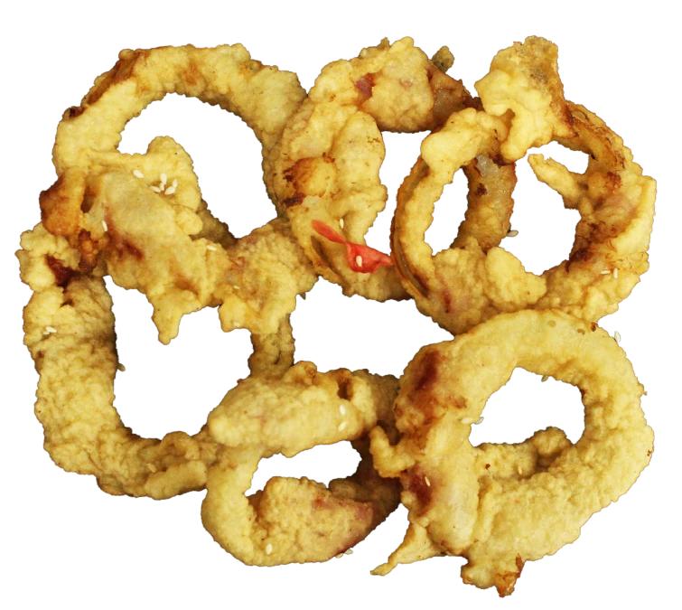 Кольца луковые в беконе