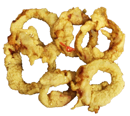 Кольца луковые в беконе