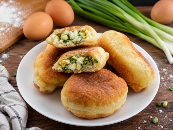 Пирожок с луком и яйцом