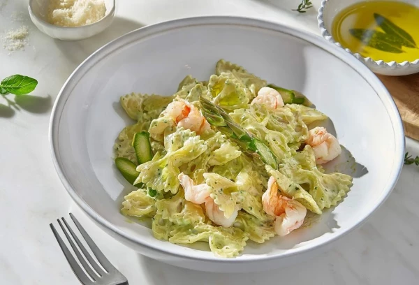 Паста сливочная креветка со шпинатом