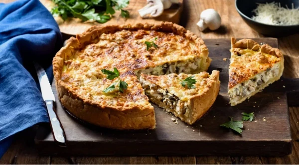 Киш лорен с курицей и грибами