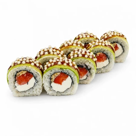 Ролл "Зелёный дракон с клубникой"