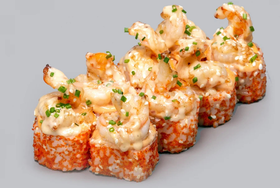 Запеченный с креветками