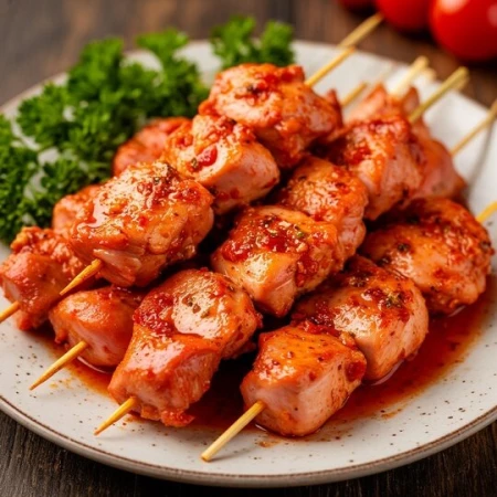 Шашлык из куриного бедра в маринаде