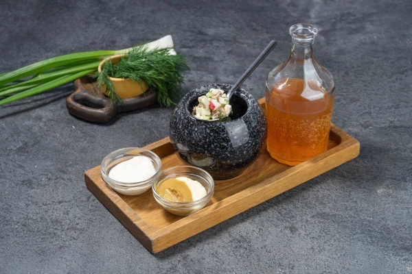 Окрошка мясная на квасе