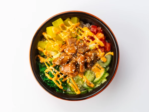 Боул с лососем терияки