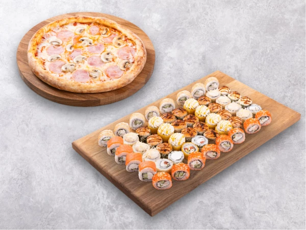 Набор Цунами + пицца Ветчина-грибы 25см в подарок