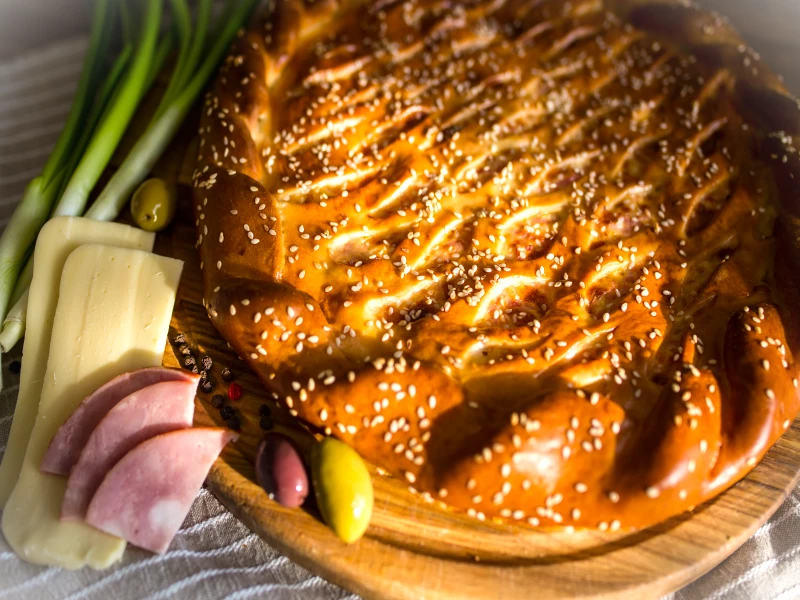 Пирог с ветчиной и сыром 