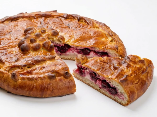 Пирог с творогом и вишней