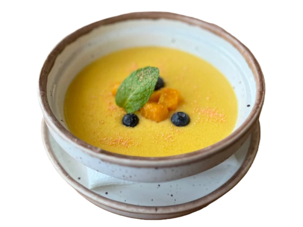 Манная каша на кокосовом молоке, карамелизованная тыква и апельсины