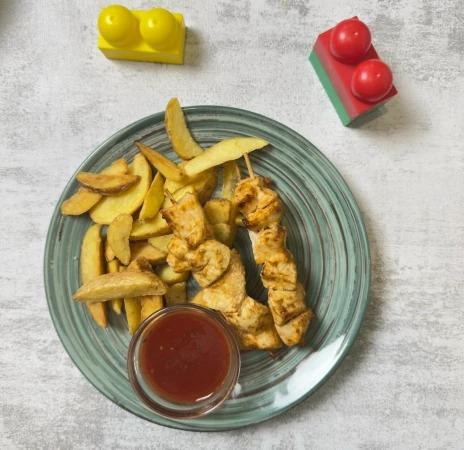 Куриный шашлычок в цитрусовом маринаде с зап картофелем