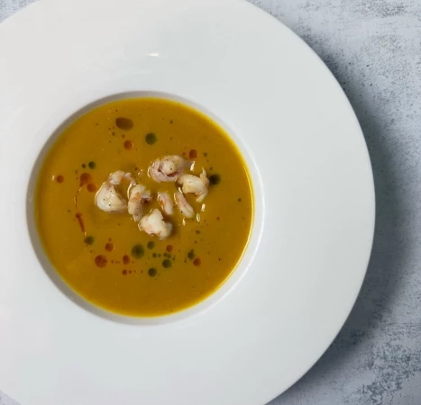 Тыквенный крем суп с креветками