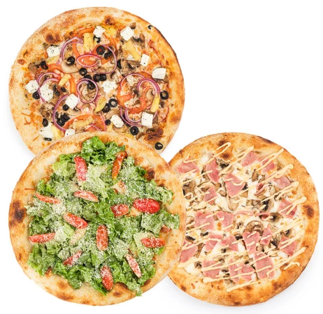 Супер Трио № 2 (По-гречески, Ветчина и Грибы, Цезарь)