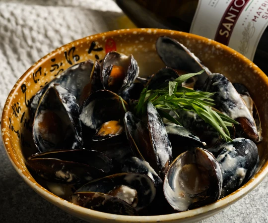 Мидии в  сливочно-чесночном соусе