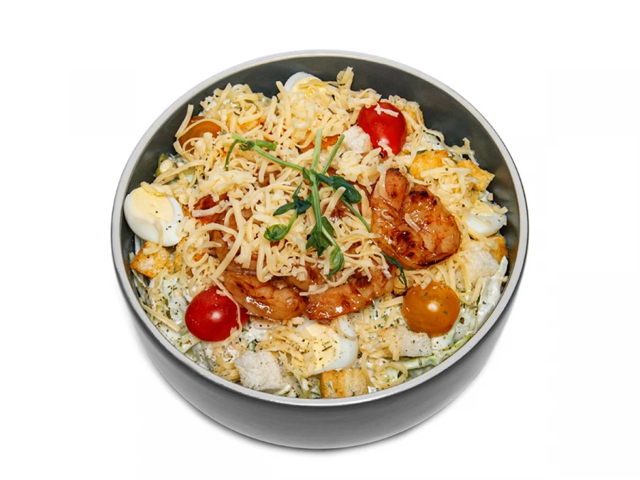 Салат Цезарь с креветками
