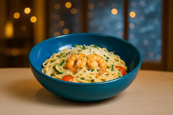 Паста c тигровыми кретками и цукини