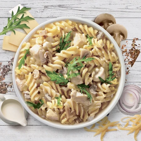 Паста с курицей и грибами 