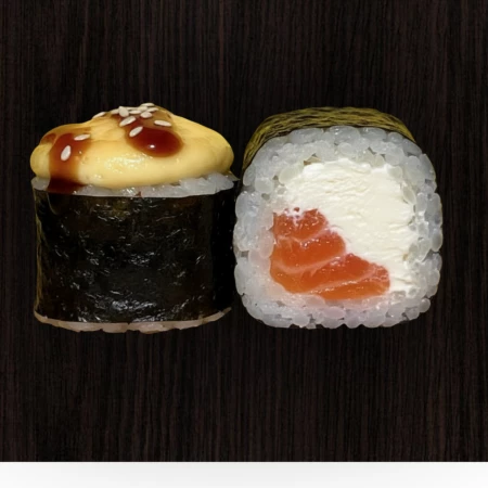 Син Сяки с лососем