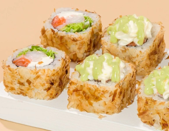 Запеченный с лососем и креветкой