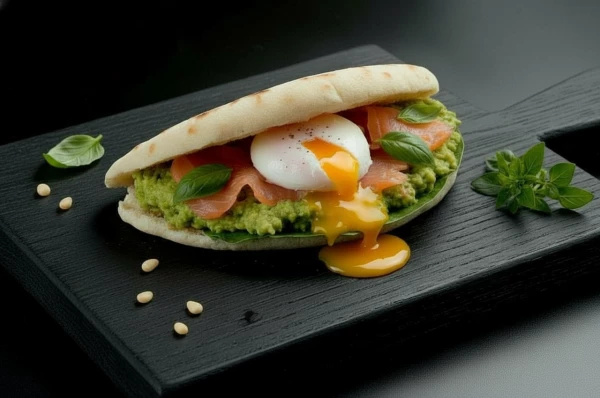 Сэндвич с лососем и яйцом