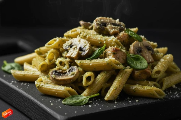 Пенне с курицей и грибами