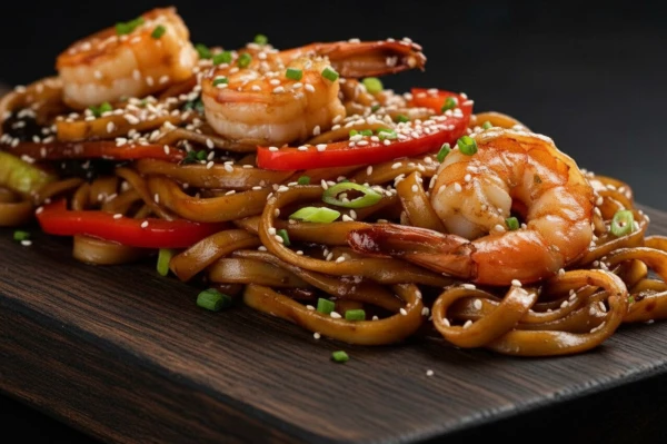 Лапша удон с креветками