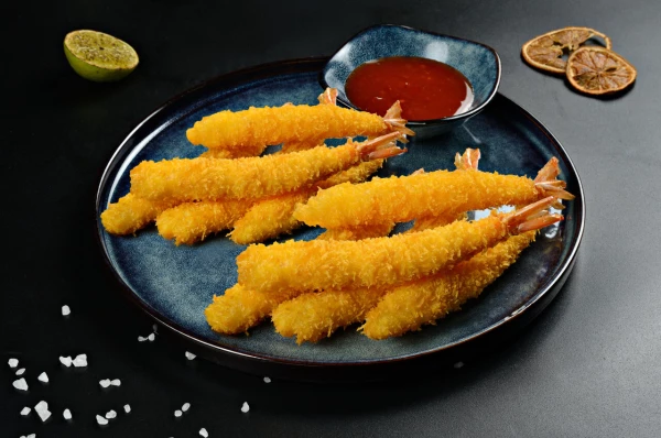 Креветки в панировке 10 шт. с соусом сладкий чили