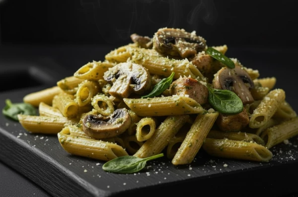 Пенне с курицей и грибами