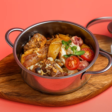 Баварская сковородка со свининой и беконом