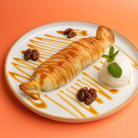 Штрудель Грушевый с мороженым и карамелизированными орехами