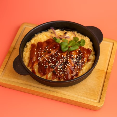 Орзо с угрем в соусе унаги