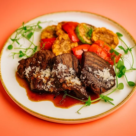 Медальоны из телятины в соусе демиглас