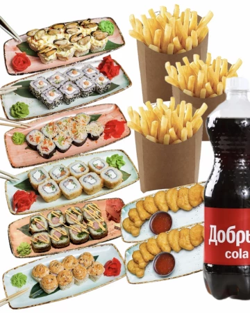Комбо 6 Ролл+ Закуски + Кола