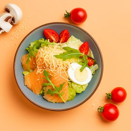 Салат Цезарь с лососем