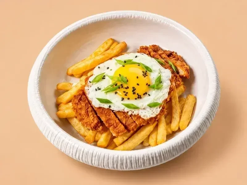 Кацудон с цыпленком и картофелем