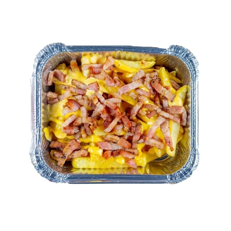 Фри с сырным соусим и беконом