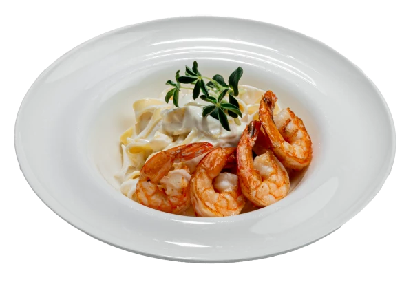 Паста с креветками и сливочным соусом