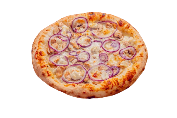 Пицца с сыром, грибами и куриным филе