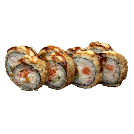 Горячий ролл с лососем и крабом