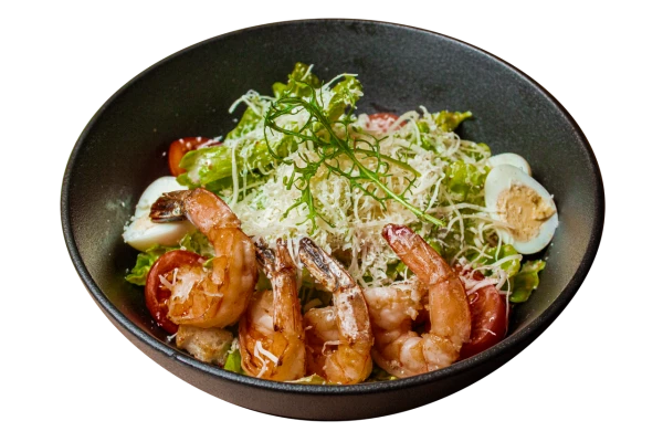 Салат Цезарь с креветками