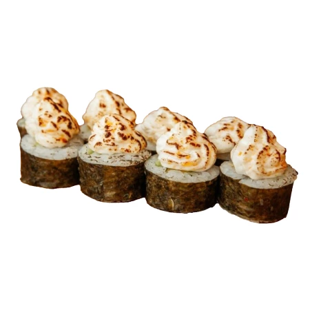 Запеченный ролл с мидиями и креветками