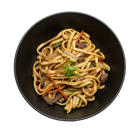 Удон с говядиной в перечном соусе