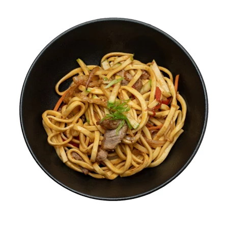 Удон со свининой в соусе кимчи