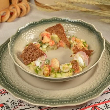 Оливье с креветкой 