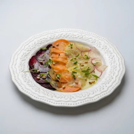 Карпаччо из корнеплодов с трюфельным маслом