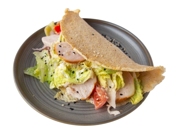 Овсяный омлет с курицей